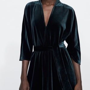 Zara Green Velvet Dress